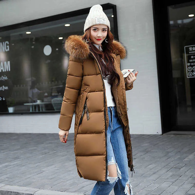 Giacca Piumino Donna Invernale con Cappuccio e Finta Pelliccia Calda