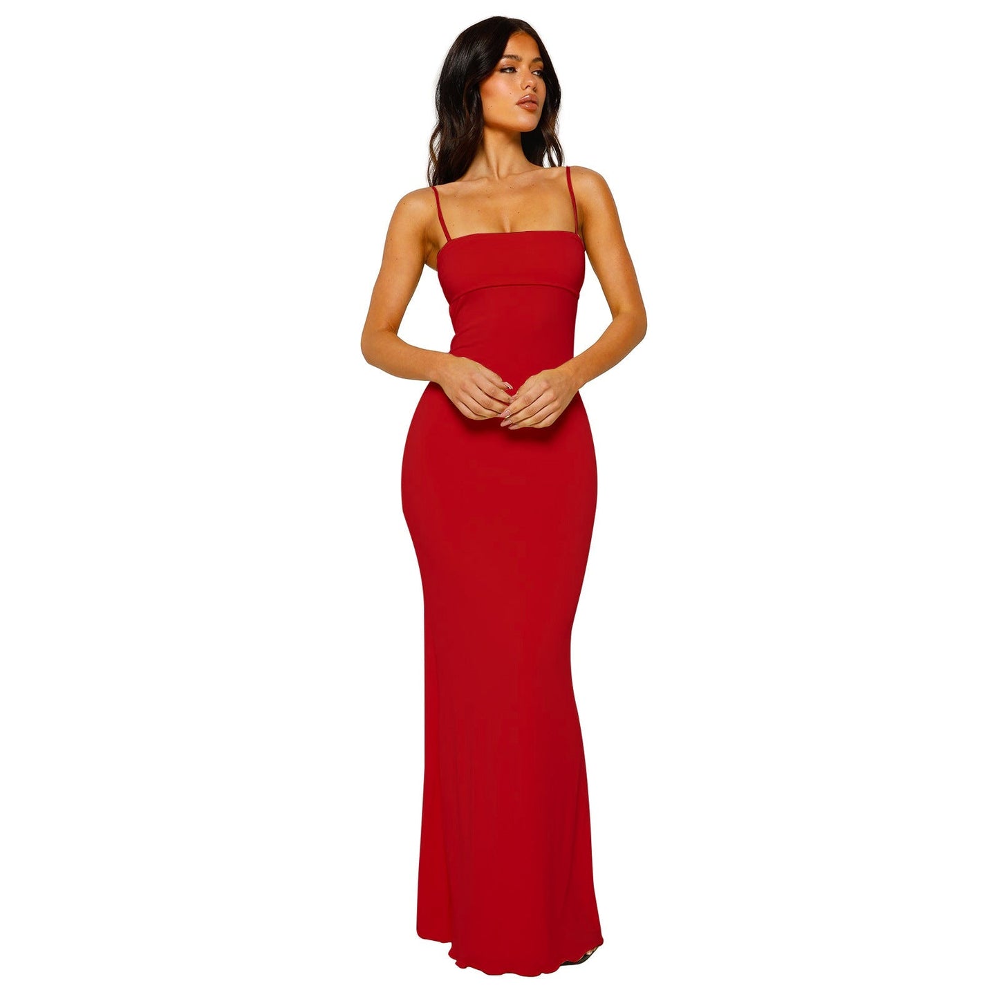 Abito Maxi Donna Scollo Quadrato Elegante