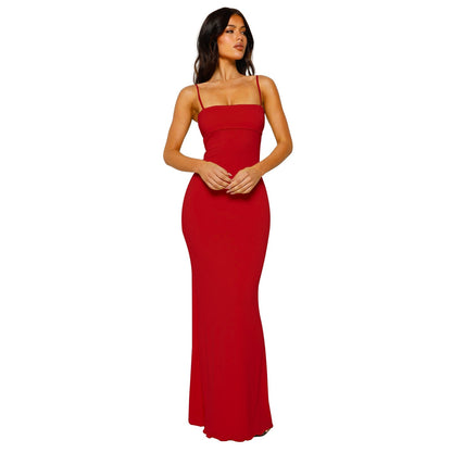 Abito Maxi Donna Scollo Quadrato Elegante