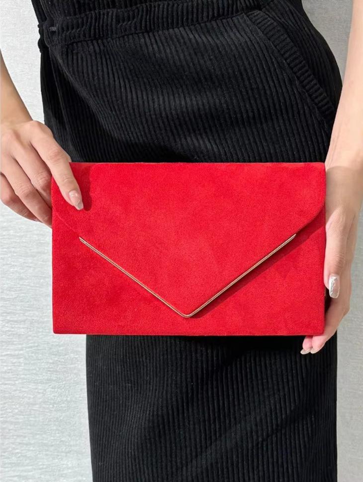 Clutch Donna in Velluto Effetto Camoscio Elegante