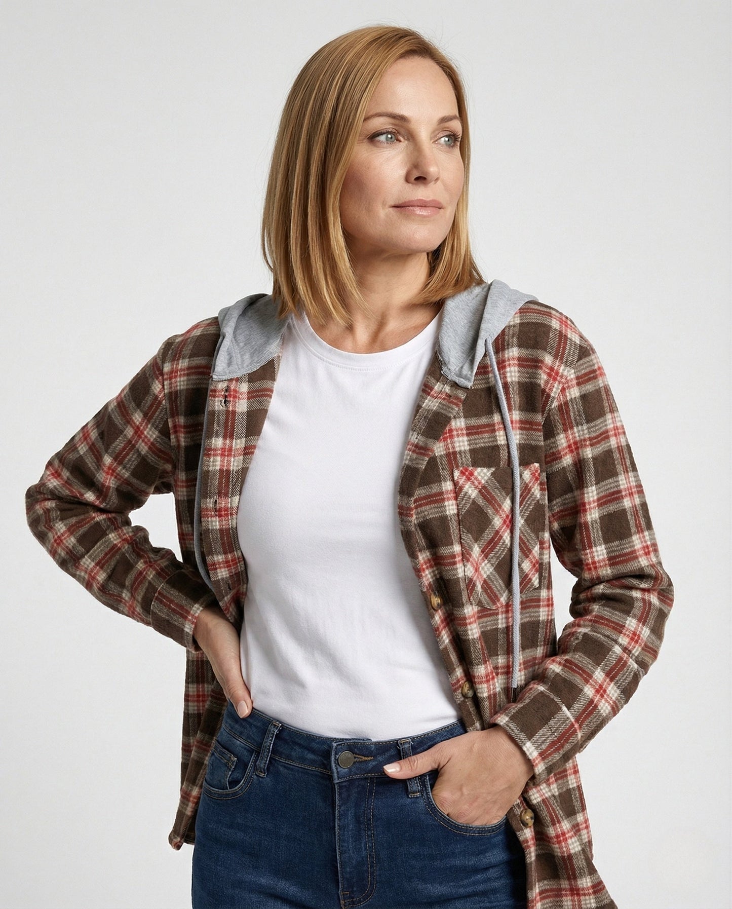 Maglia Donna Quadri Collo con Cappuccio - Brentozzi