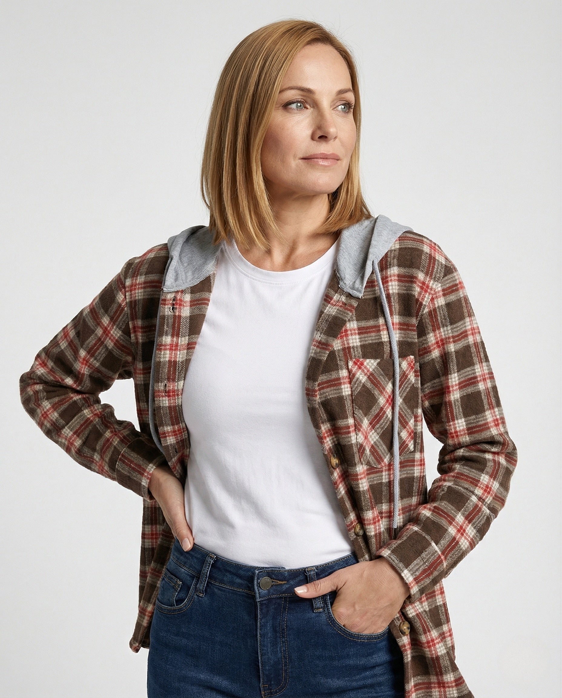 Maglia Donna Quadri Collo con Cappuccio - Brentozzi