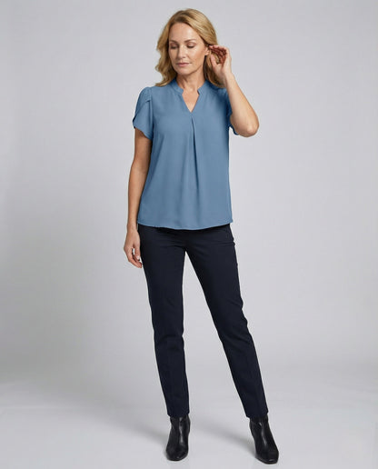 Blusa Donna con Scollo a V e Maniche a Sbuffo - Brentozzi