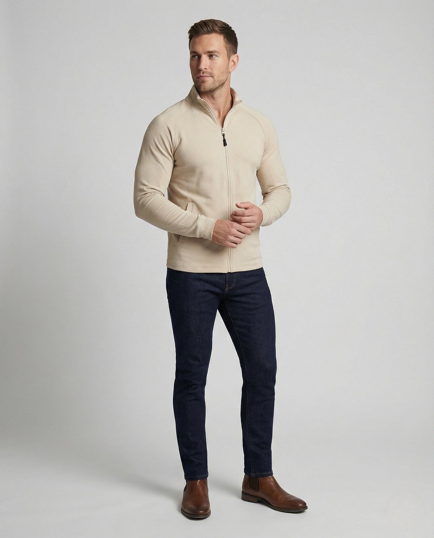 Felpa Uomo in Maglia Fleece Slim Fit con Zip - Brentozzi