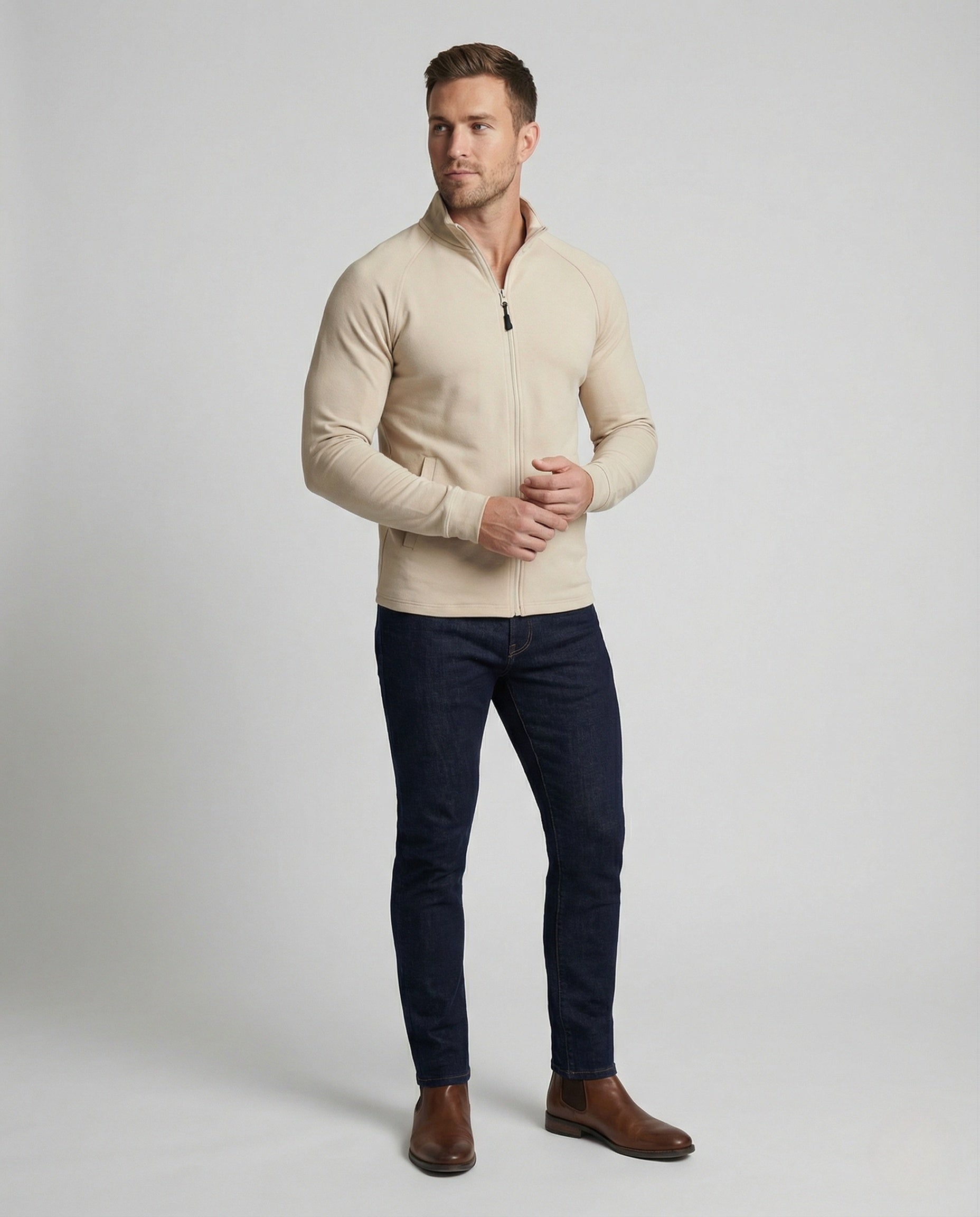 Felpa Uomo in Maglia Fleece Slim Fit con Zip - Brentozzi