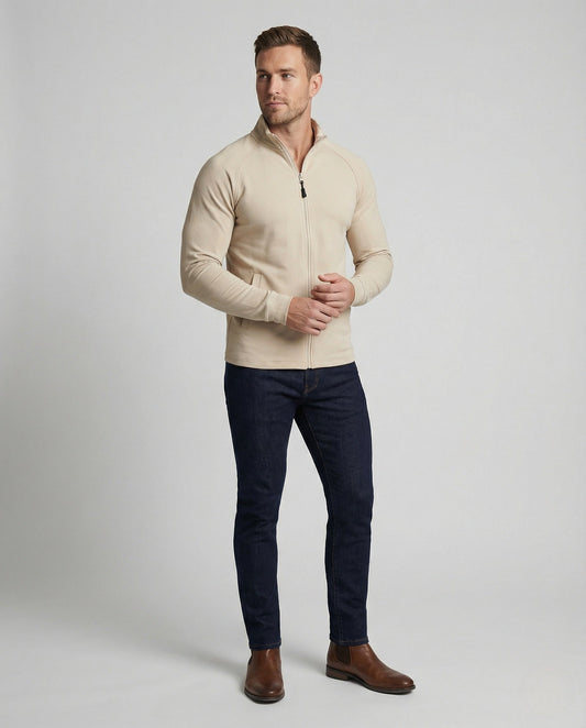 Felpa Uomo in Maglia Fleece Slim Fit con Zip - Brentozzi