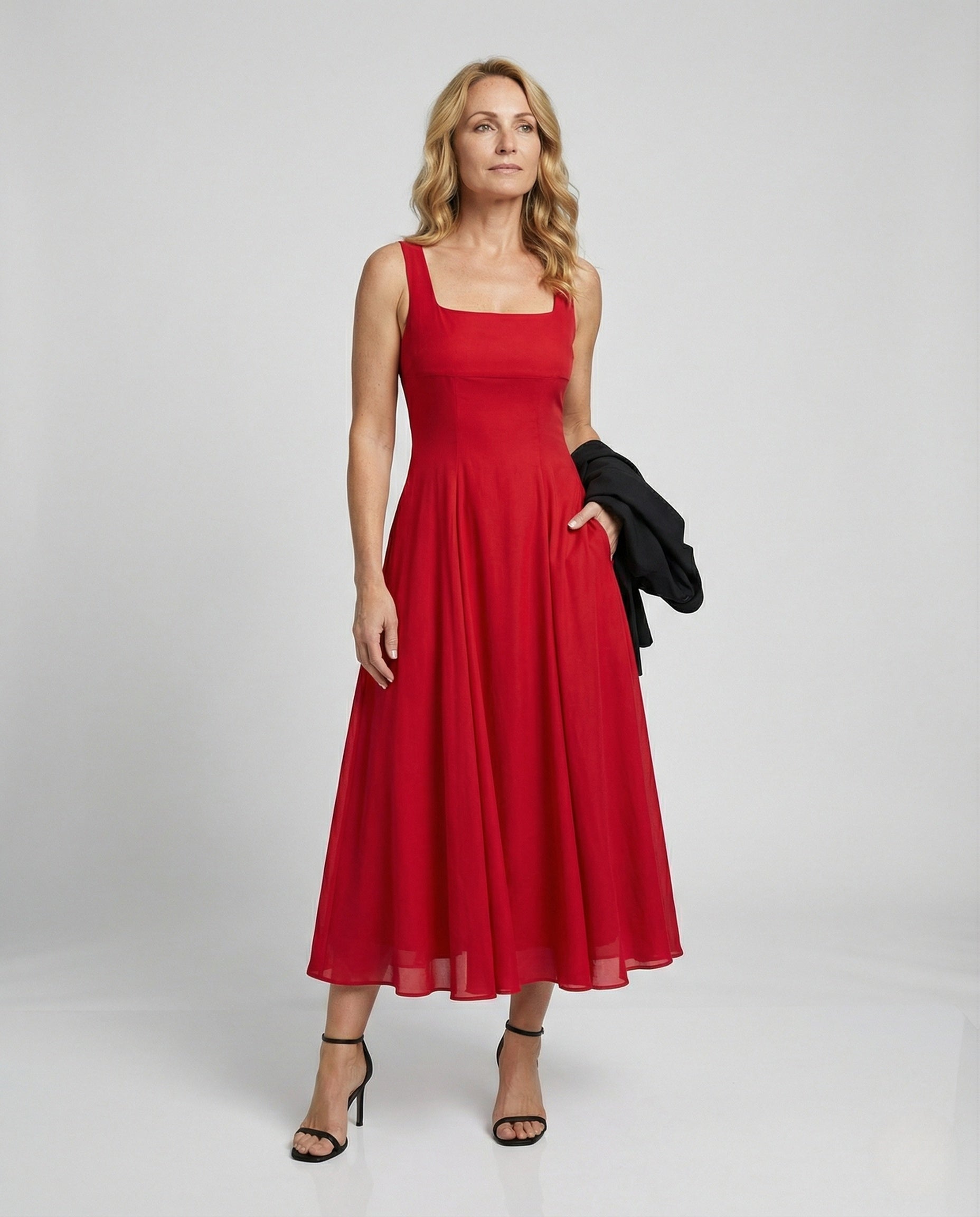 Abito Lungo Donna in Chiffon con Tasche - Brentozzi