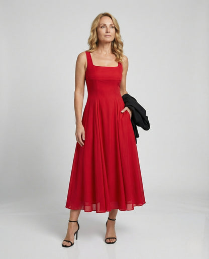 Abito Lungo Donna in Chiffon con Tasche - Brentozzi