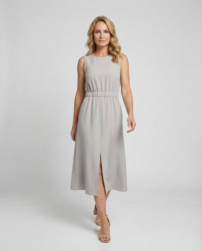 Abito Midi Donna in Lino Senza Maniche con Tasche - Brentozzi