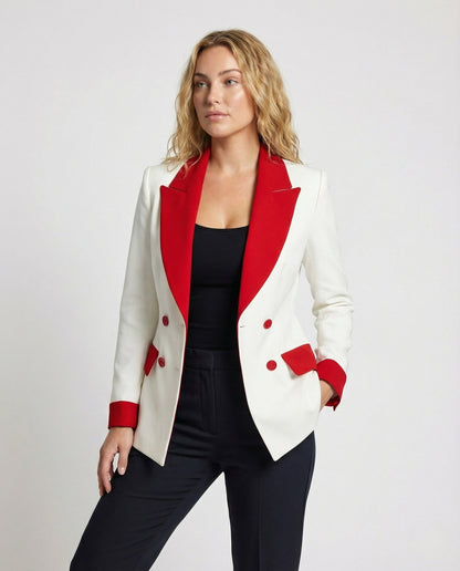 Blazer Donna Doppio Petto con Rever in Satin - Brentozzi