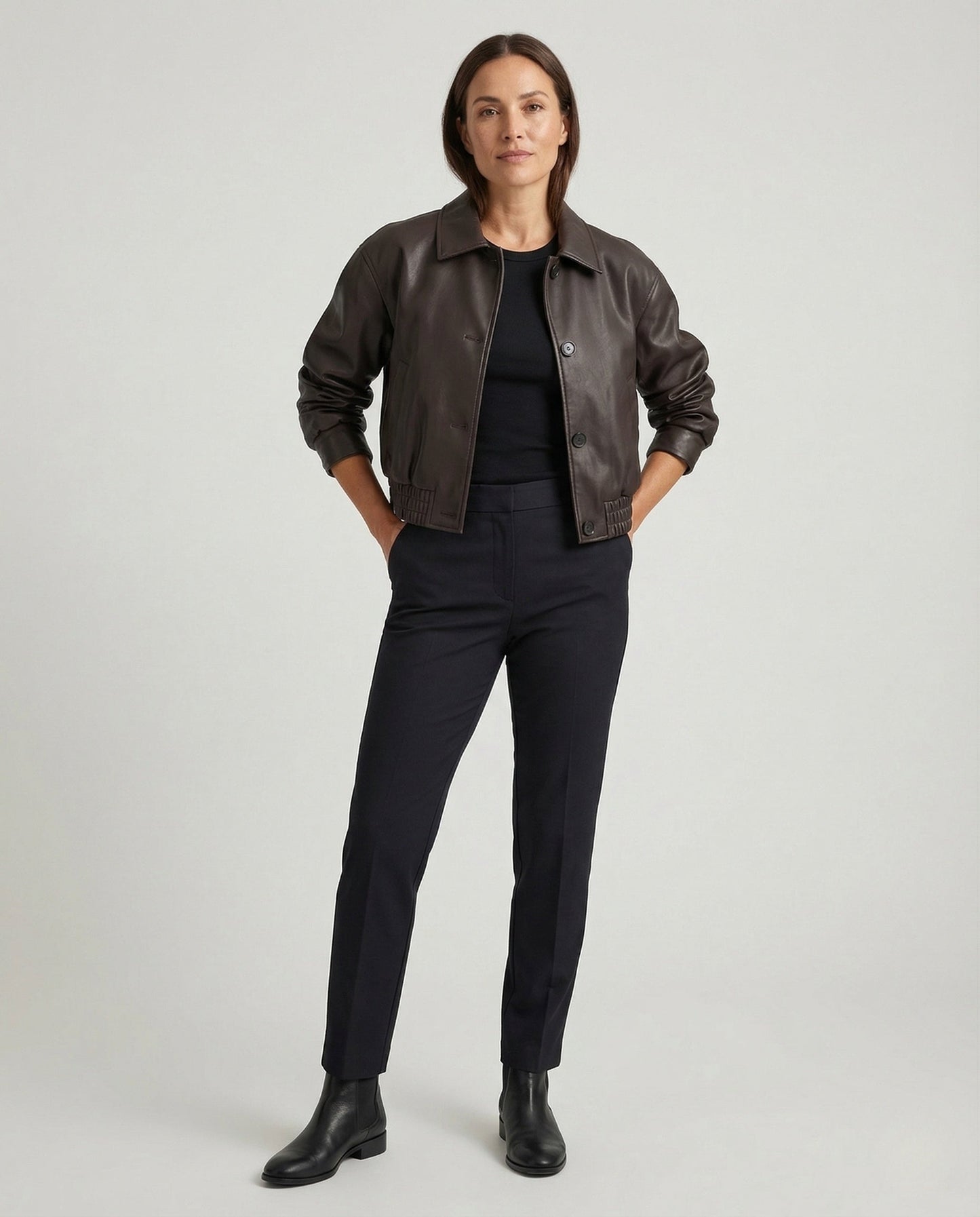 Giacca Cropped Donna Effetto Pelle Slim - Brentozzi