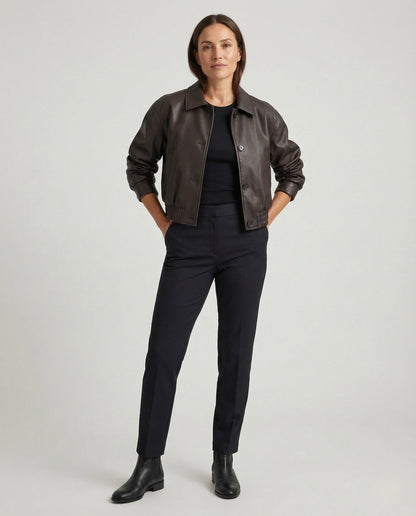 Giacca Cropped Donna Effetto Pelle Slim - Brentozzi