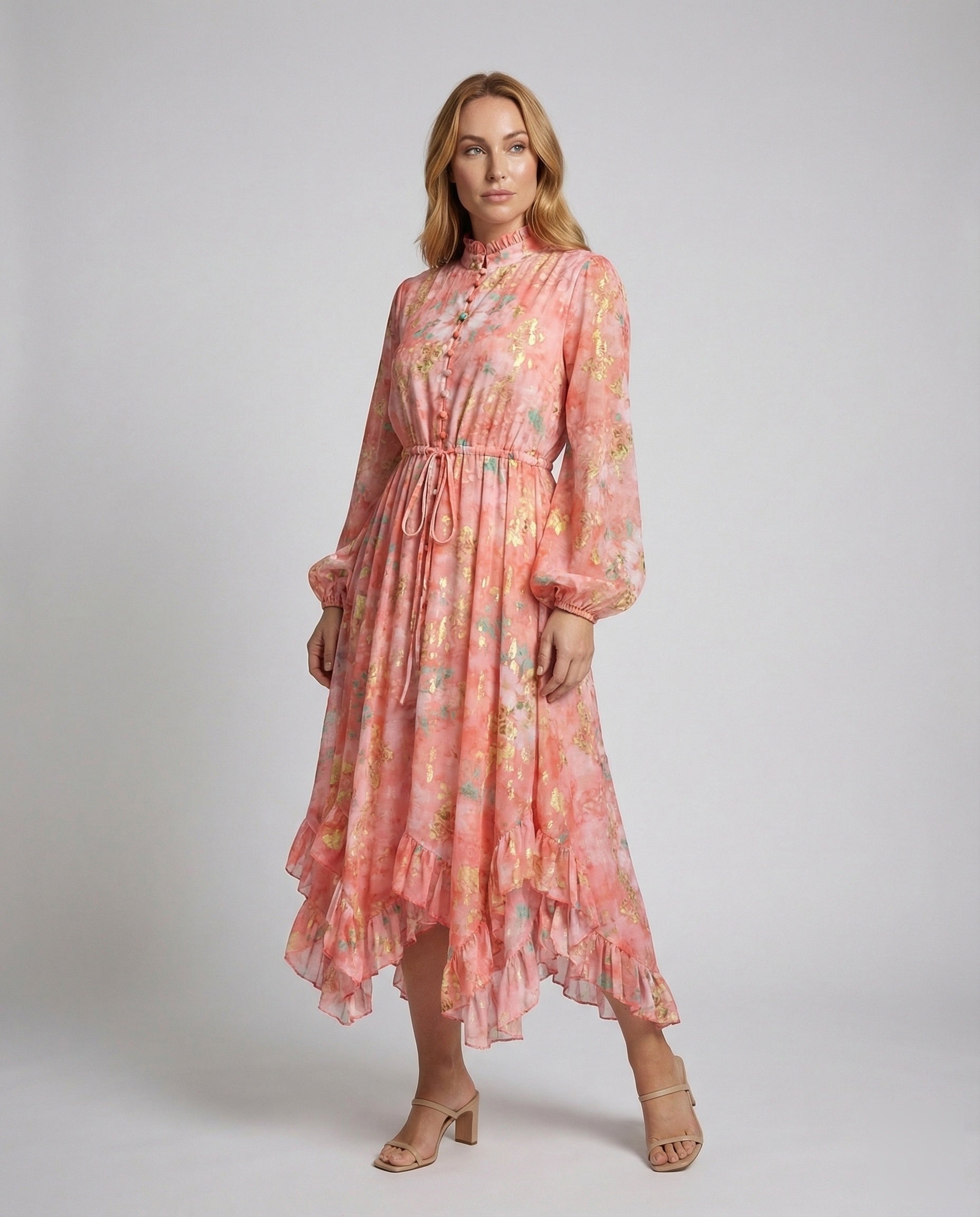 Abito Maxi Donna Collo Alto con Cintura - Brentozzi