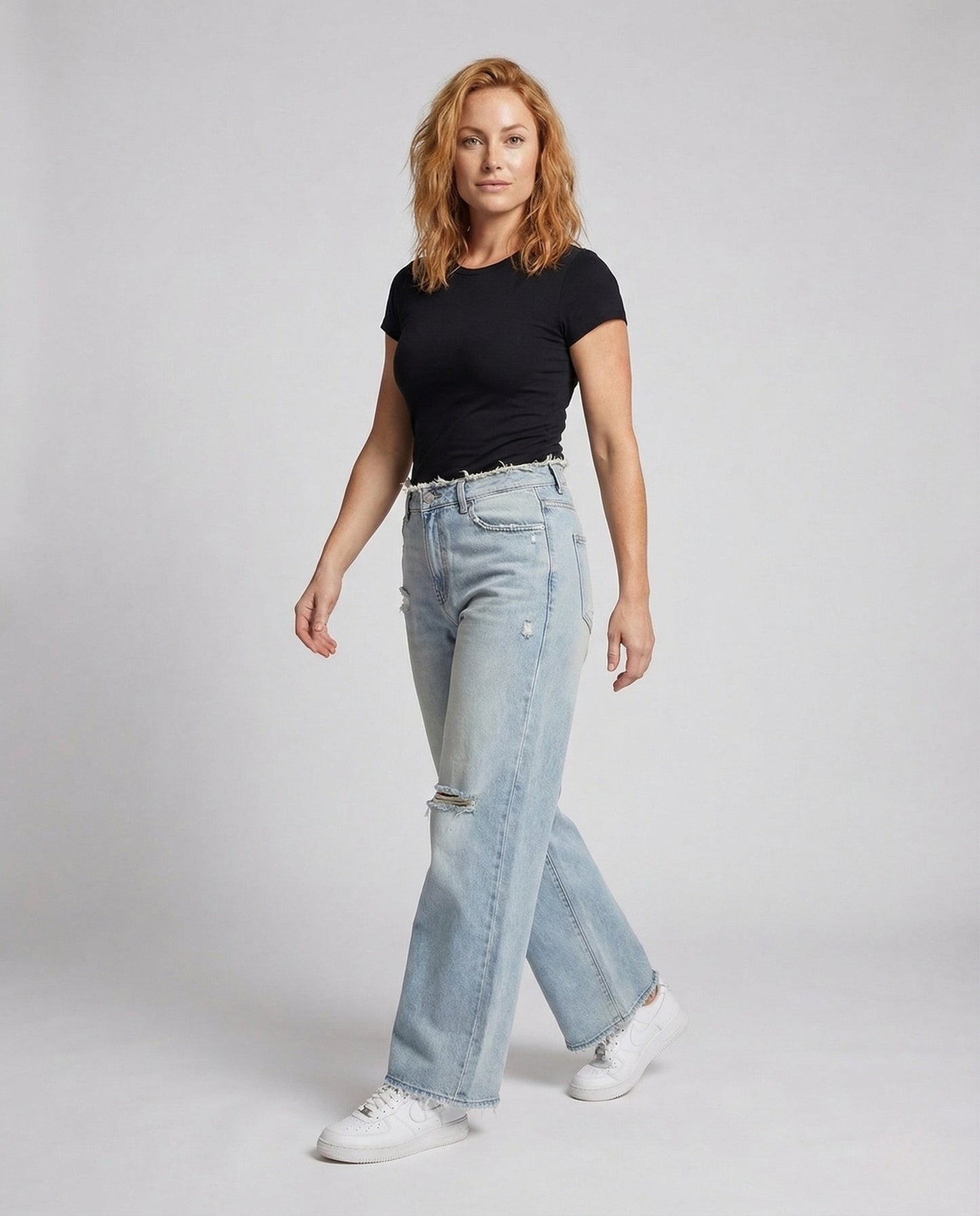 Jeans Boyfriend Donna Vita Alta Effetto Usato - Brentozzi