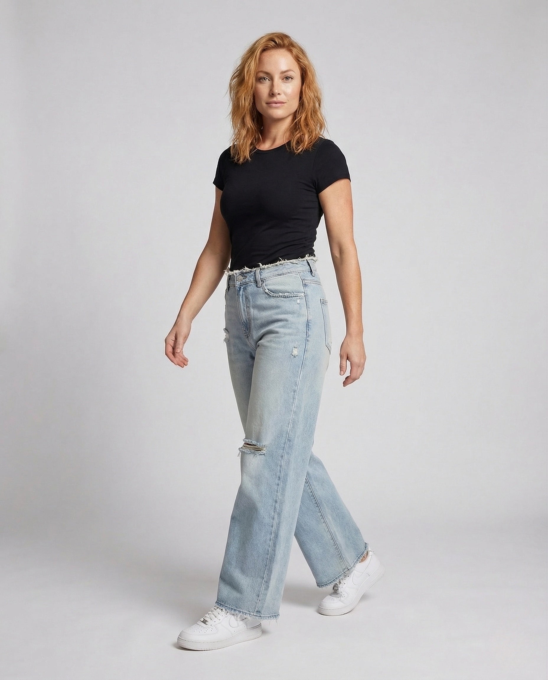 Jeans Boyfriend Donna Vita Alta Effetto Usato - Brentozzi