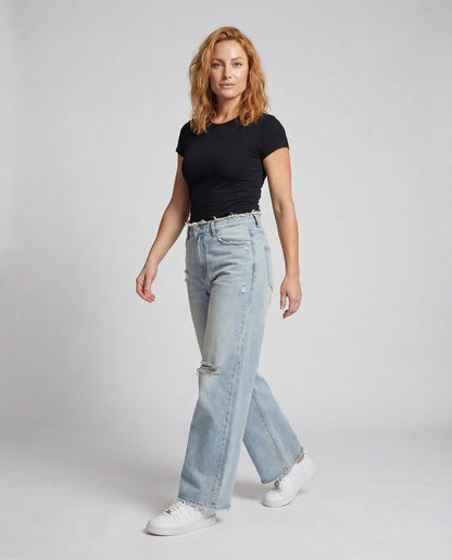 Jeans Boyfriend Donna Vita Alta Effetto Usato - Brentozzi