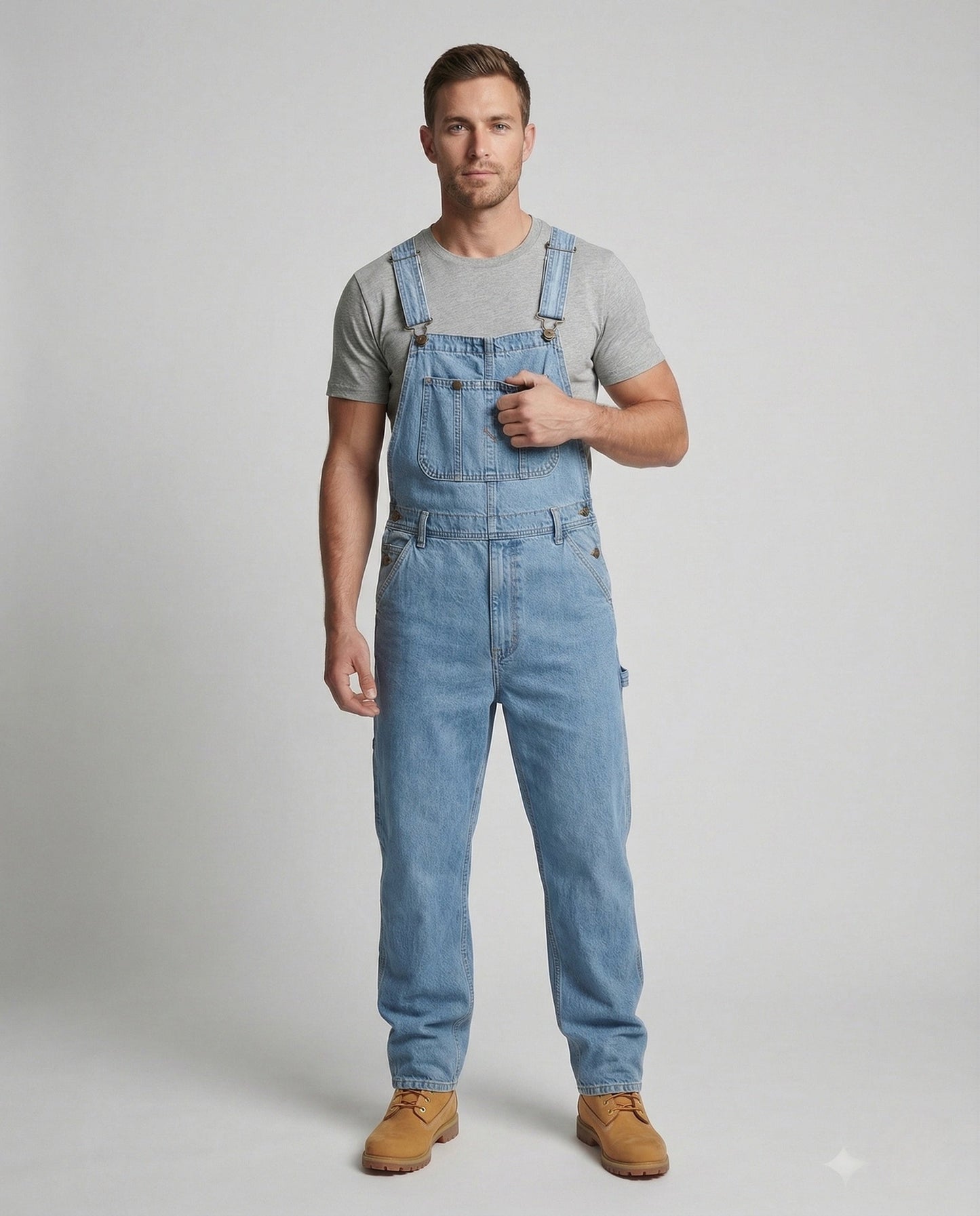Pantaloni Salopette Uomo in Jeans con Tasche Multiple - Brentozzi