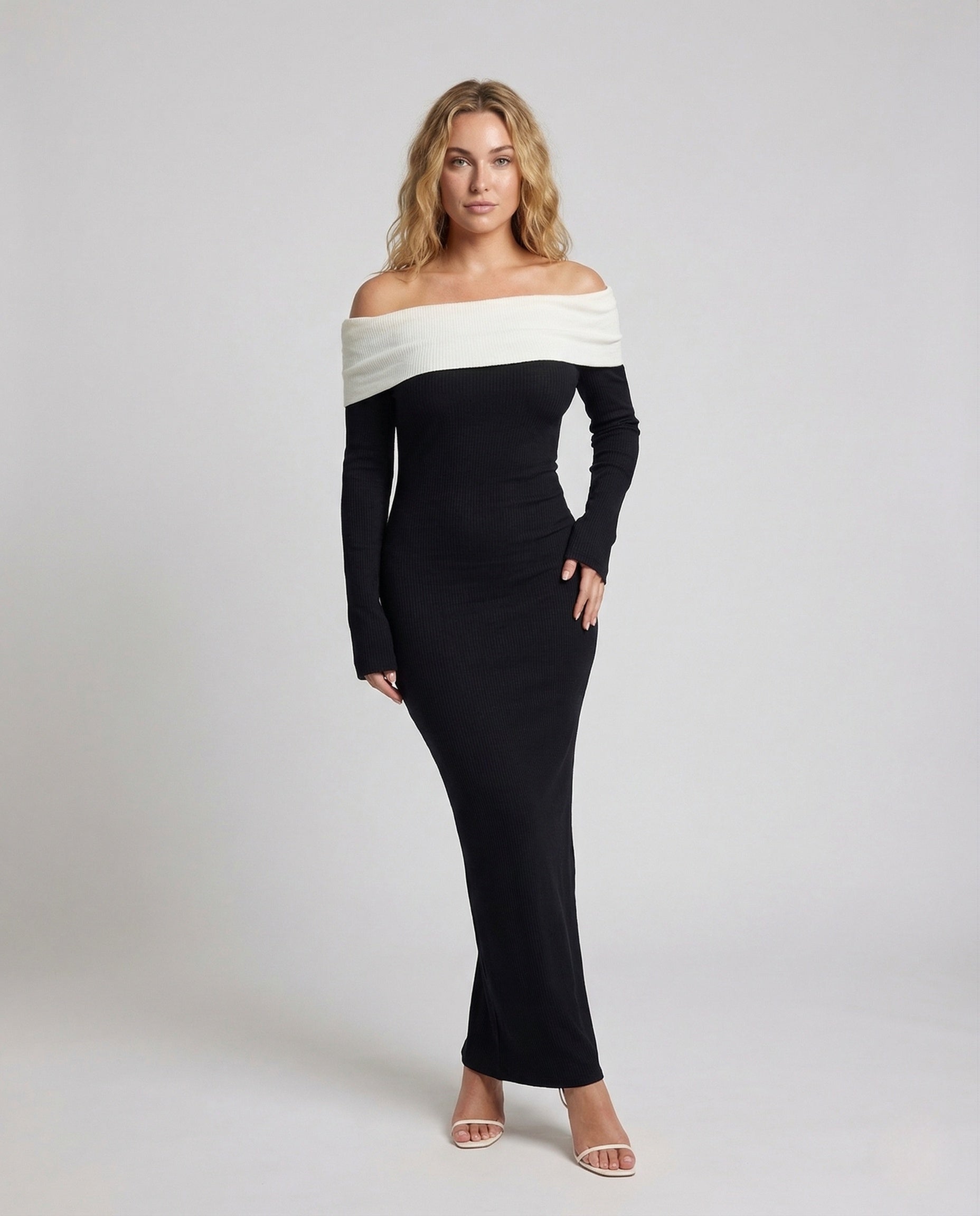 Abito Maxi Donna Spalle Scoperte Manica a Campana - Brentozzi