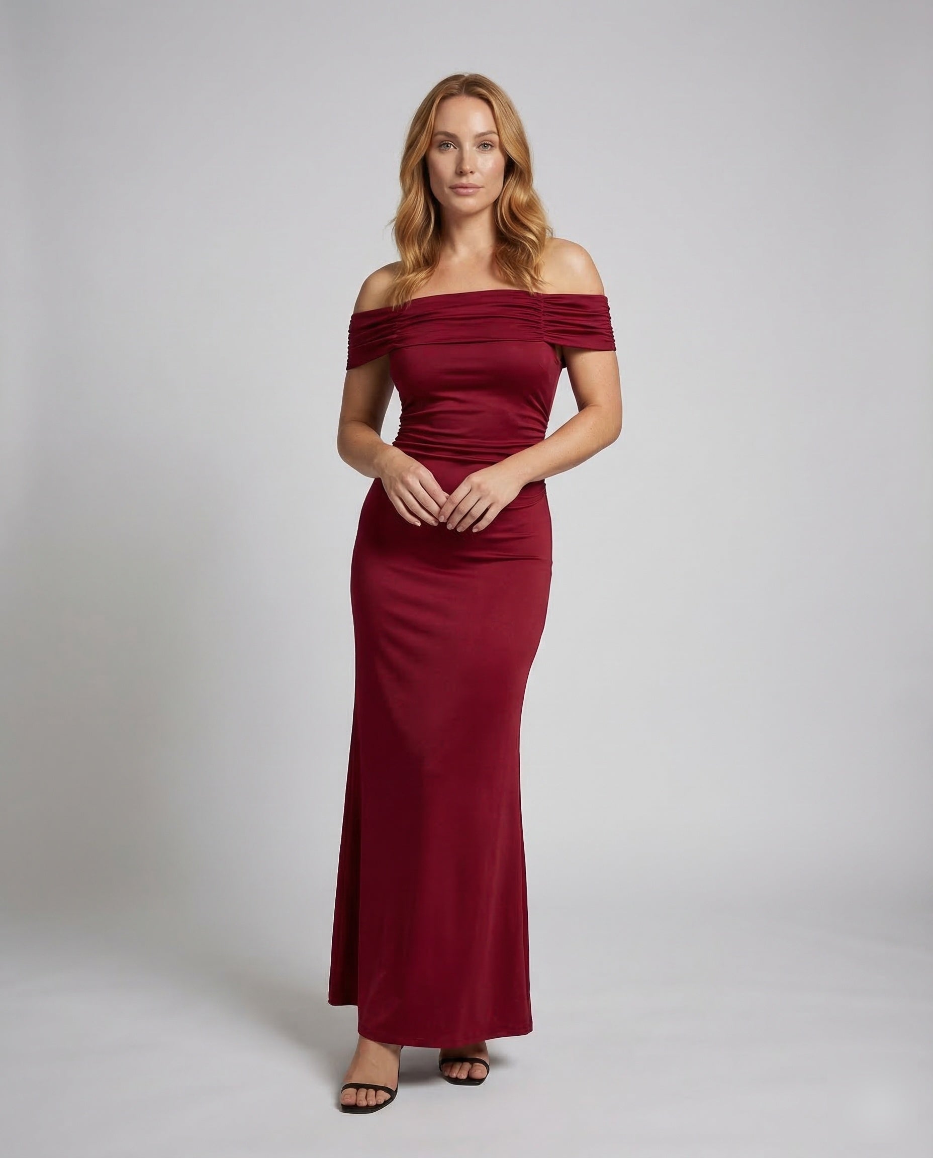Abito Sera Donna in Satin Spalle Scoperte - Brentozzi