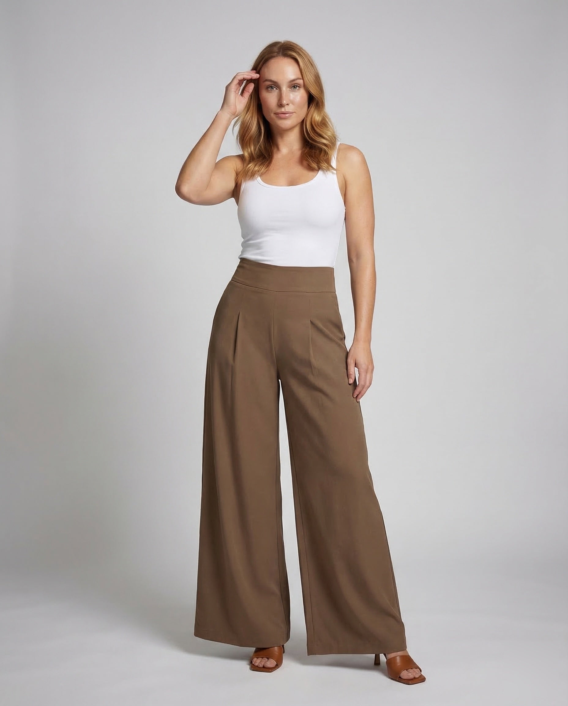 Pantaloni Palazzo Donna Vita Alta Vestibilità Ampia - Brentozzi