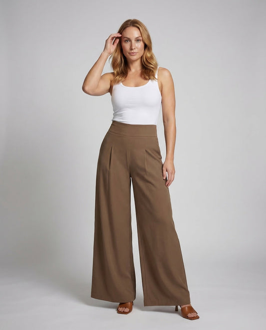 Pantaloni Palazzo Donna Vita Alta Vestibilità Ampia - Brentozzi