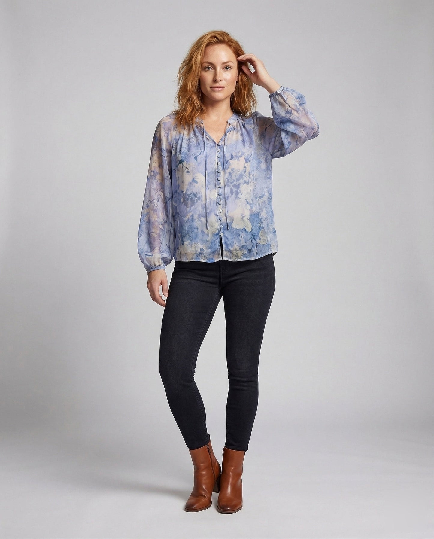 Blusa Donna in Chiffon Fantasia Acquerello - Brentozzi