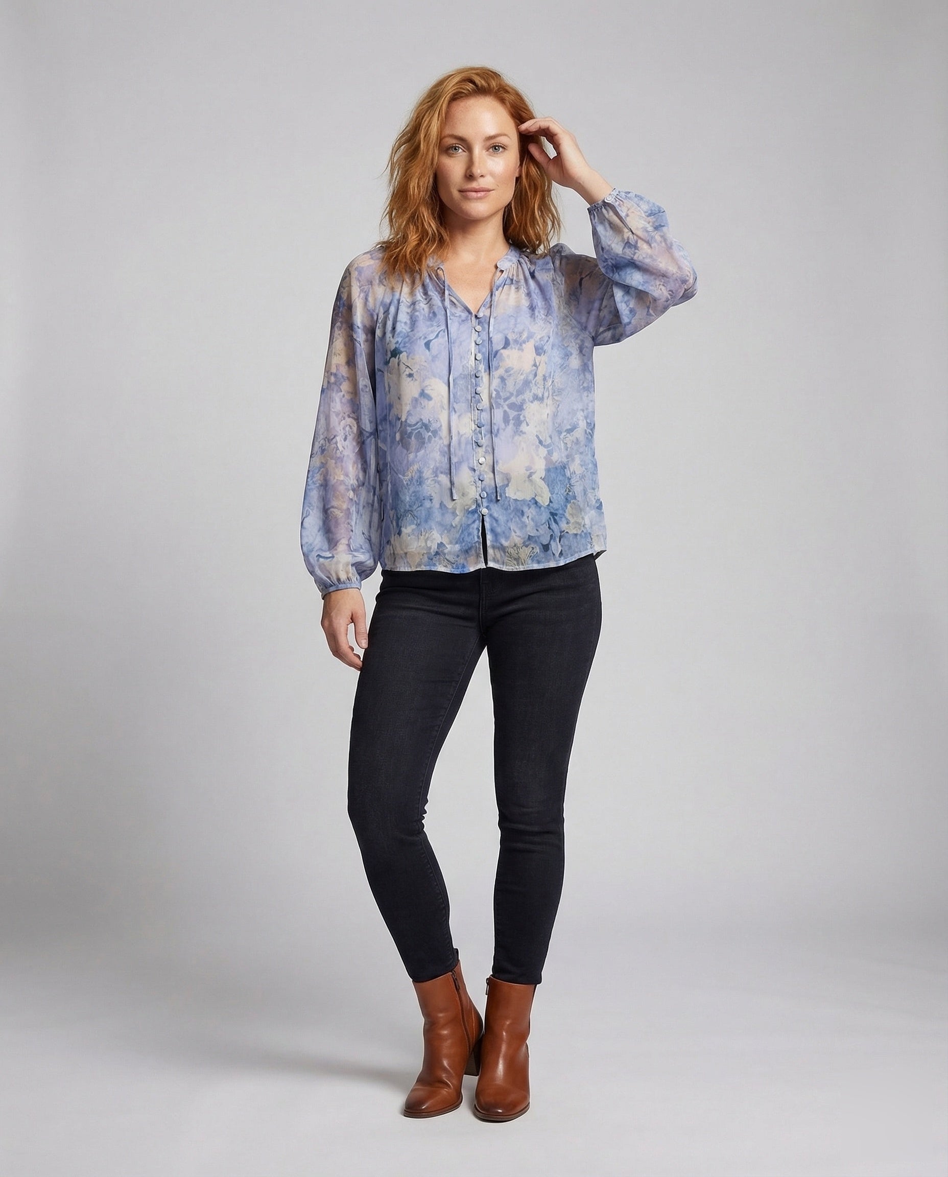 Blusa Donna in Chiffon Fantasia Acquerello - Brentozzi