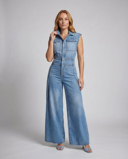 Tuta Jeans Donna Gamba Larga - Brentozzi
