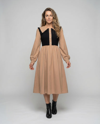 Abito Midi Donna con Colletto a Rouches Stile Empire - Brentozzi