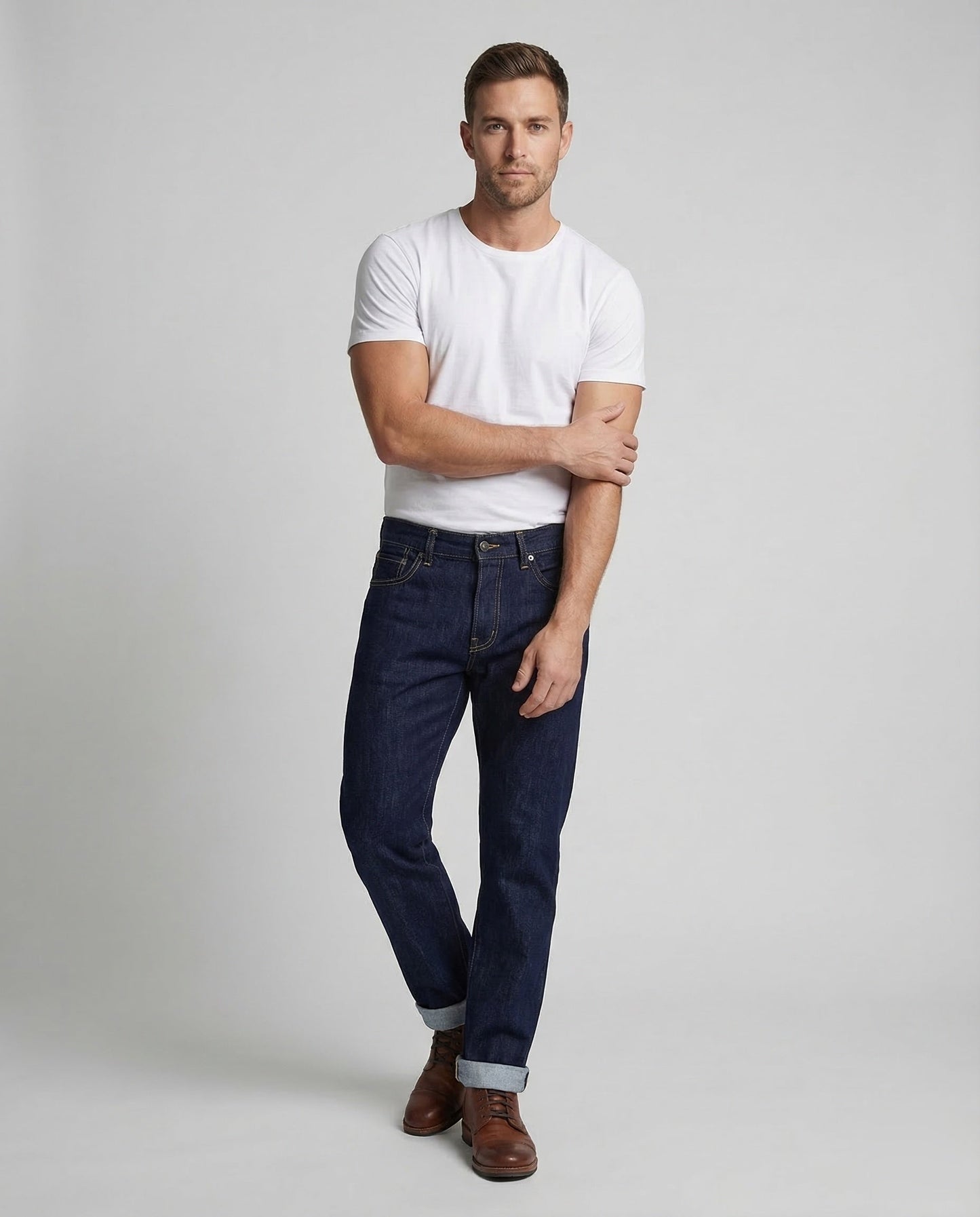 Jeans Uomo in Denim Rigido Regular Fit - Brentozzi