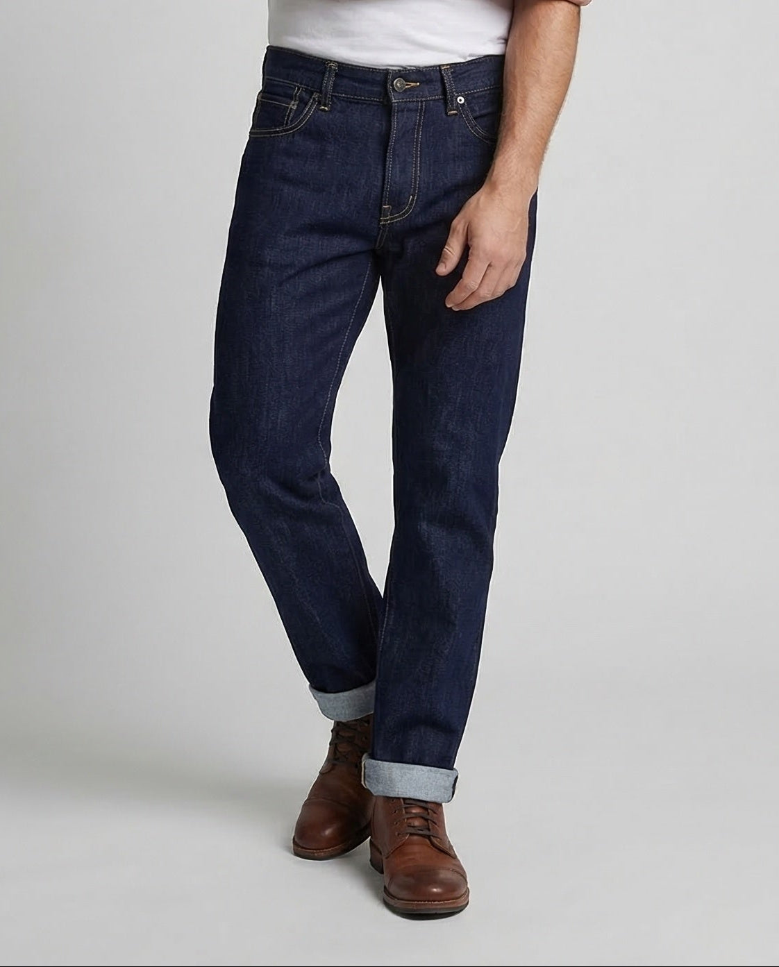 Jeans Uomo in Denim Rigido Regular Fit