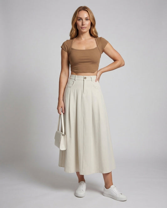 Gonna Midi Donna con Tasche Comoda - Brentozzi