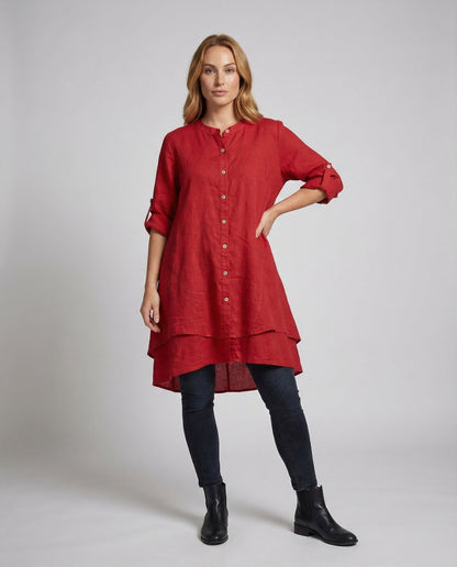 Abito Midi Donna in Lino Svasato - Brentozzi