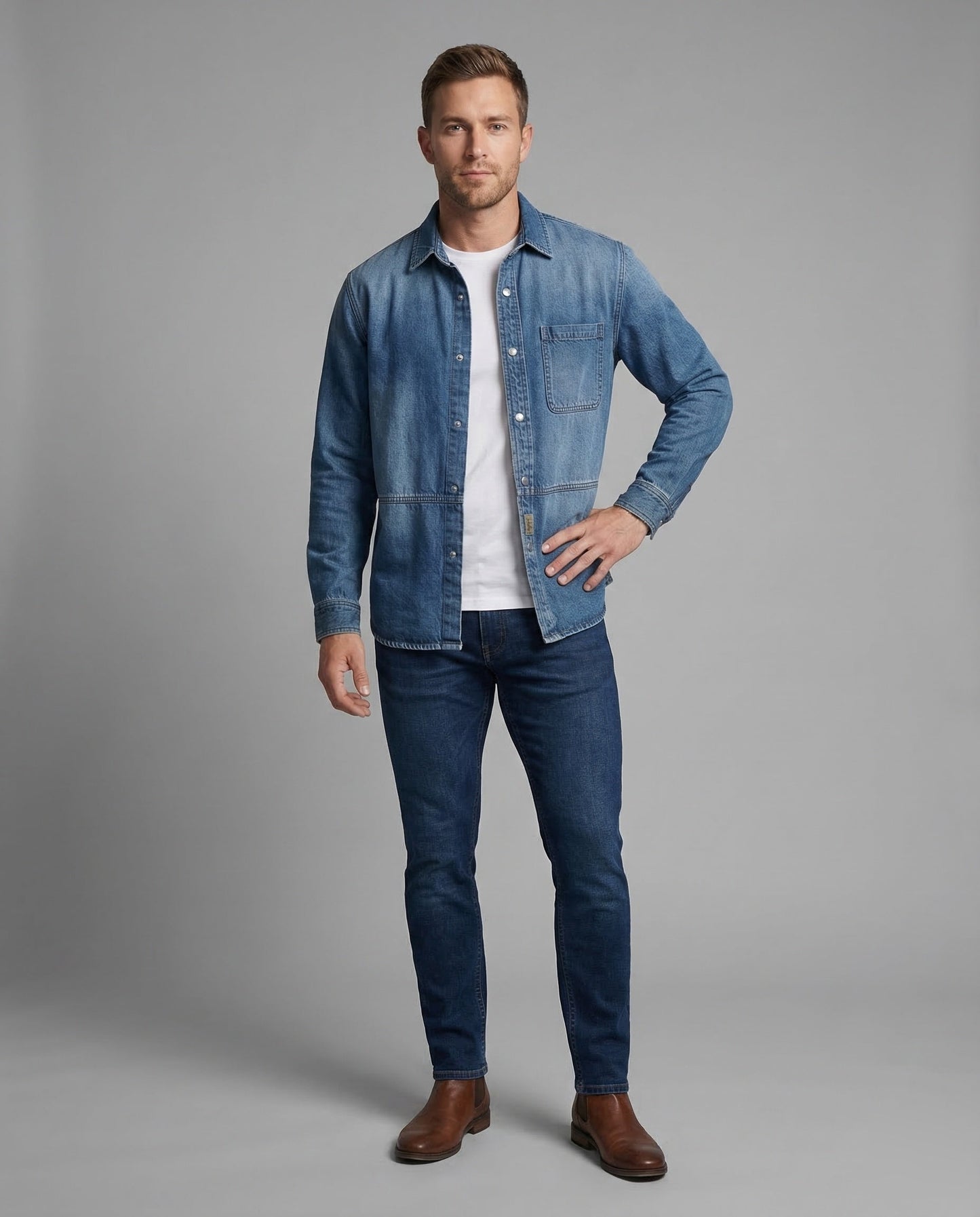 Camicia da Lavoro Uomo Jeans Vestibilità Ampia - Brentozzi