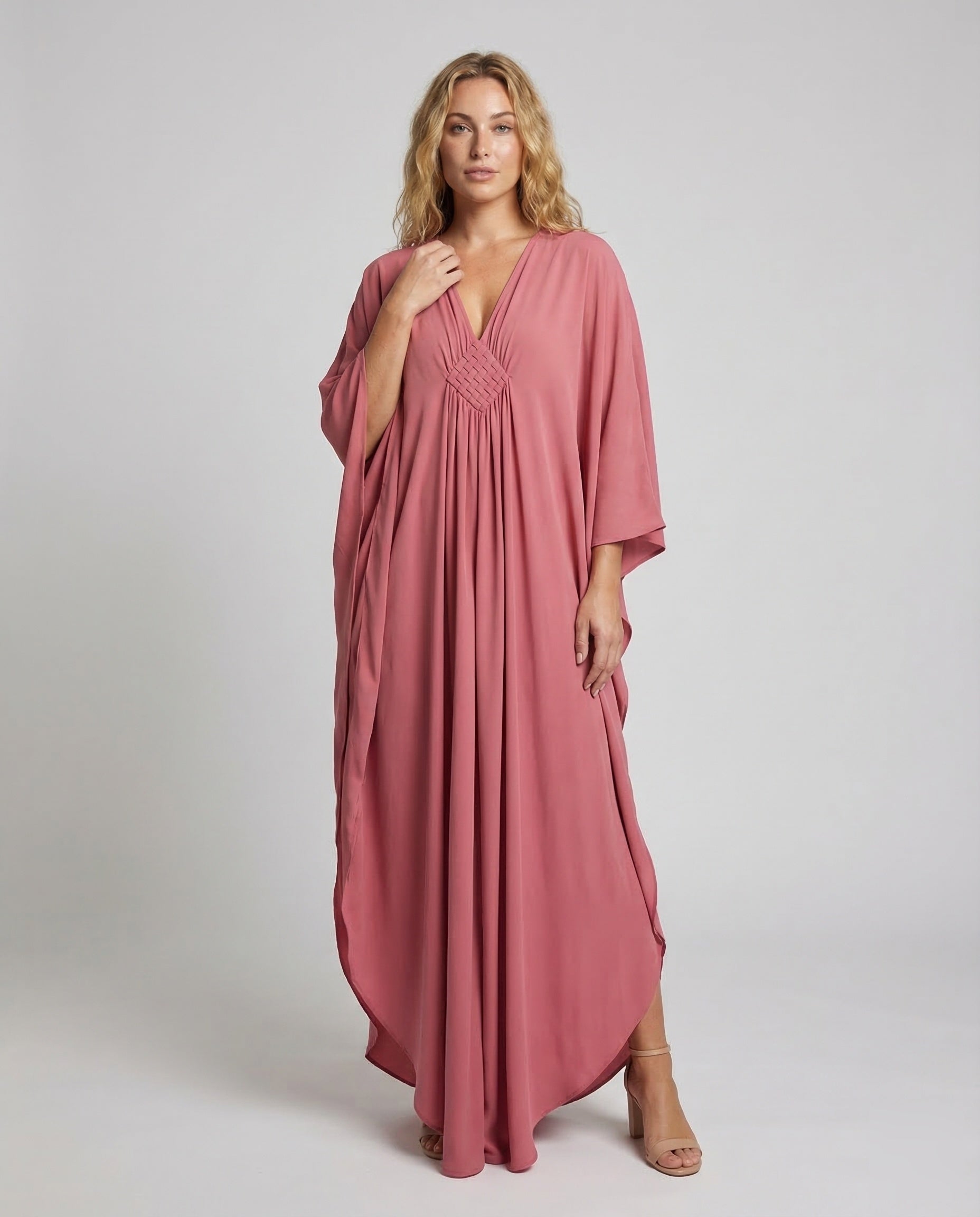Abito Kaftano Donna Scollo a V Manica Kimono - Brentozzi