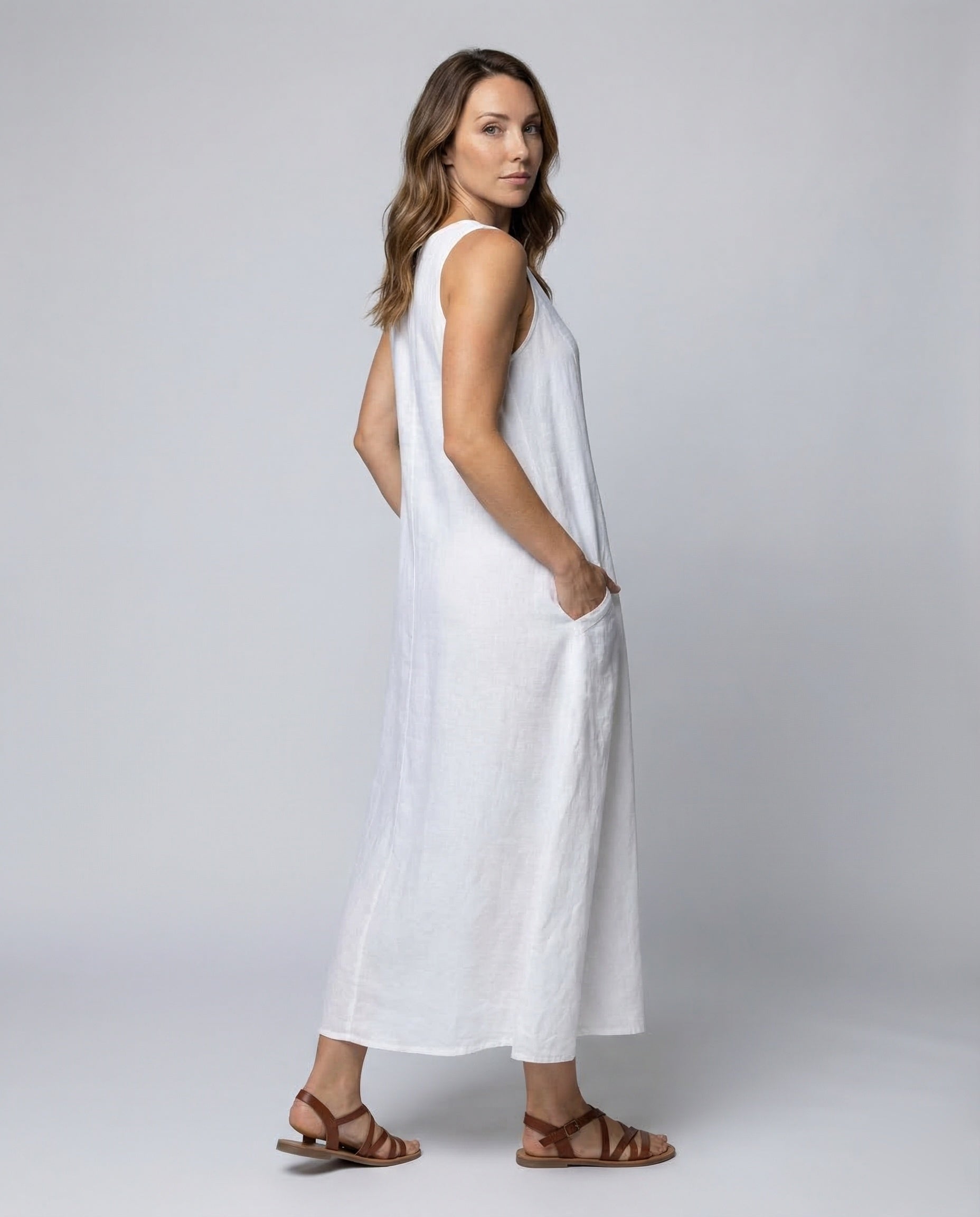 Abito Maxi Donna Lino Taglio A-Linea - Brentozzi