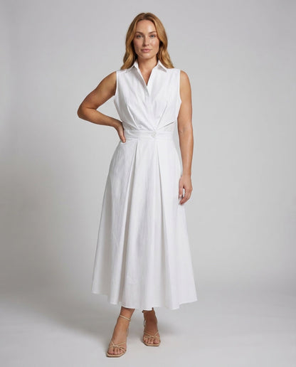 Abito Donna Stile Camicia Gonna Plissettata - Brentozzi