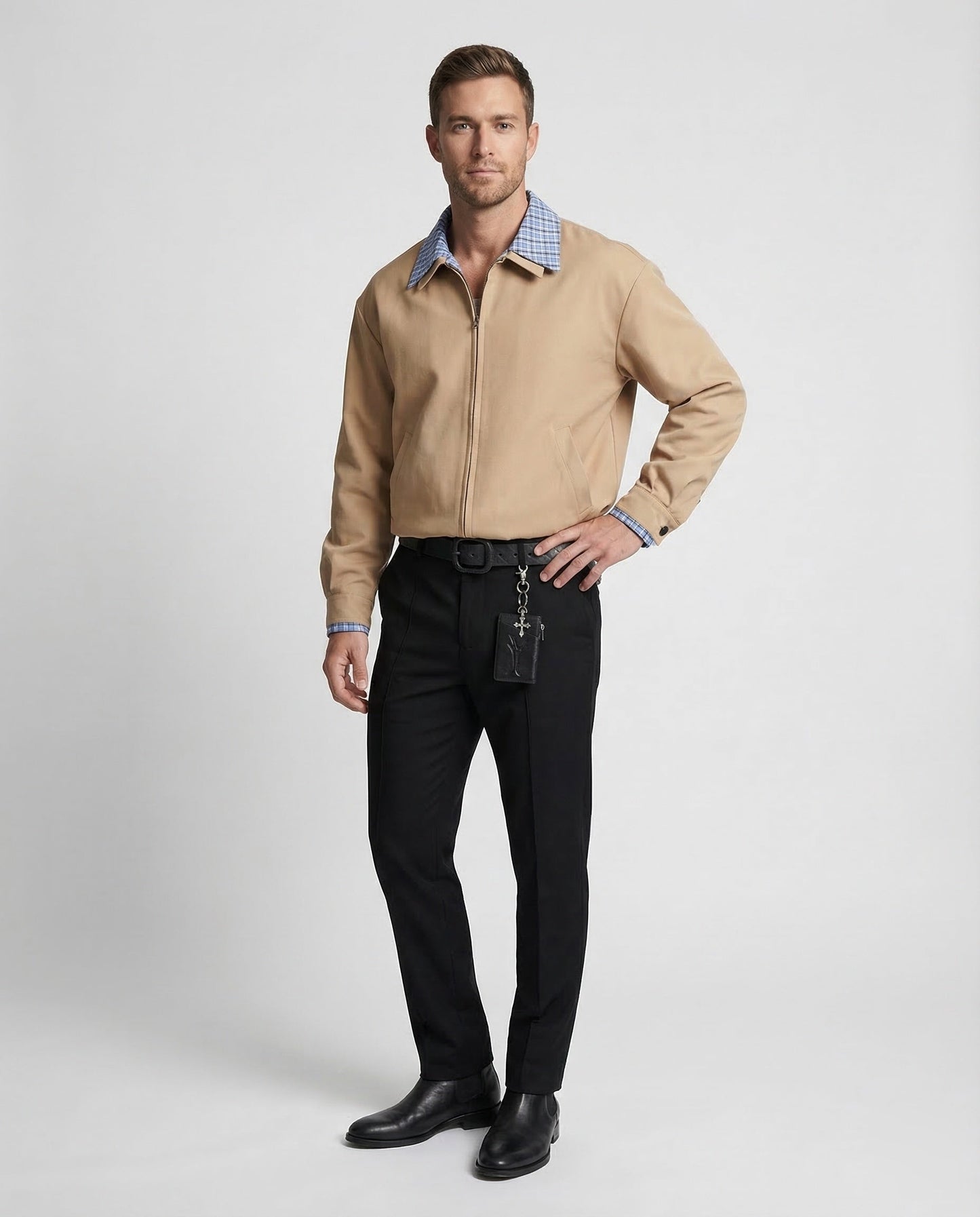 Giacca Harrington Uomo Collo a Quadri Stile Classico - Brentozzi