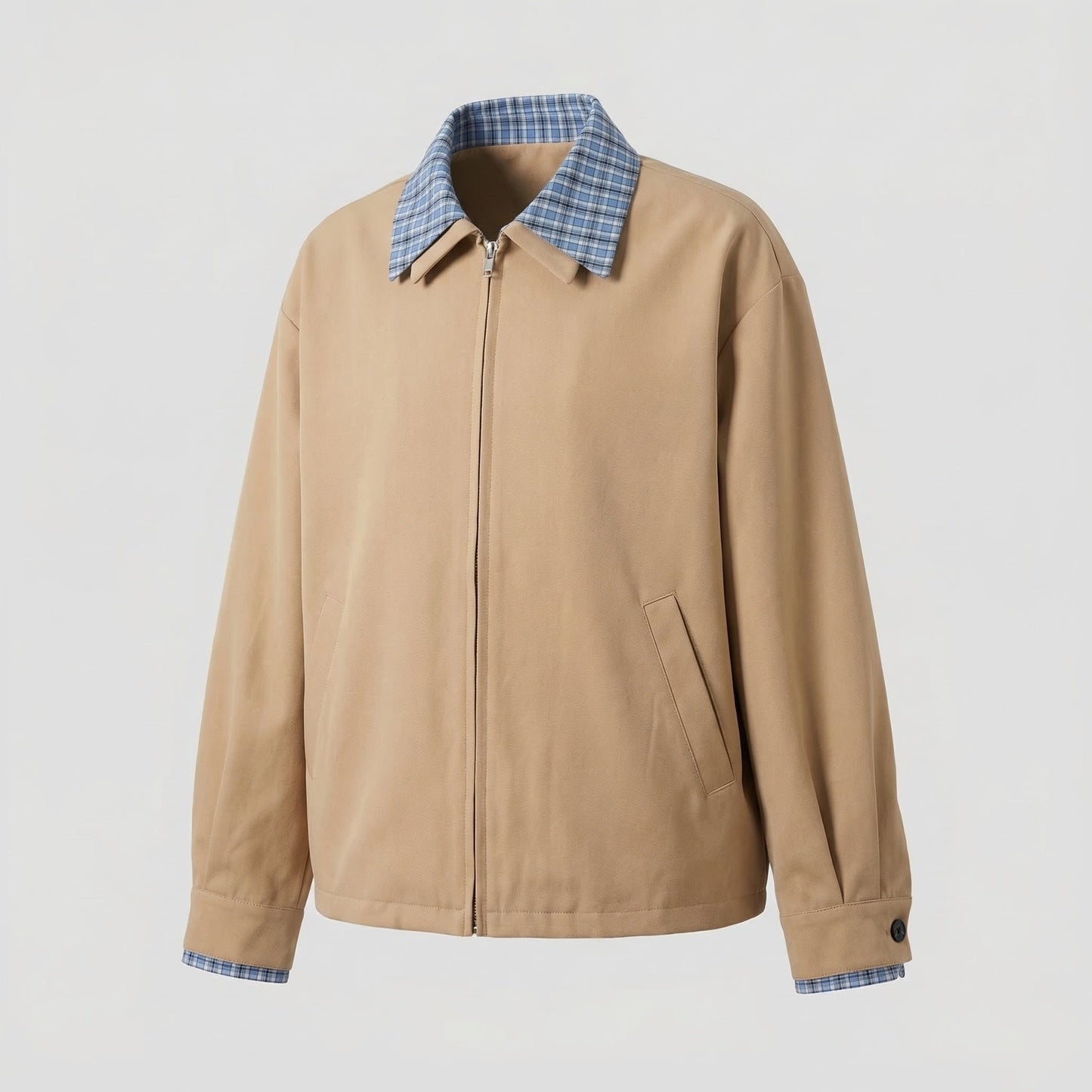 Giacca Harrington Uomo Collo a Quadri Stile Classico