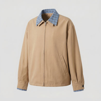 Giacca Harrington Uomo Collo a Quadri Stile Classico