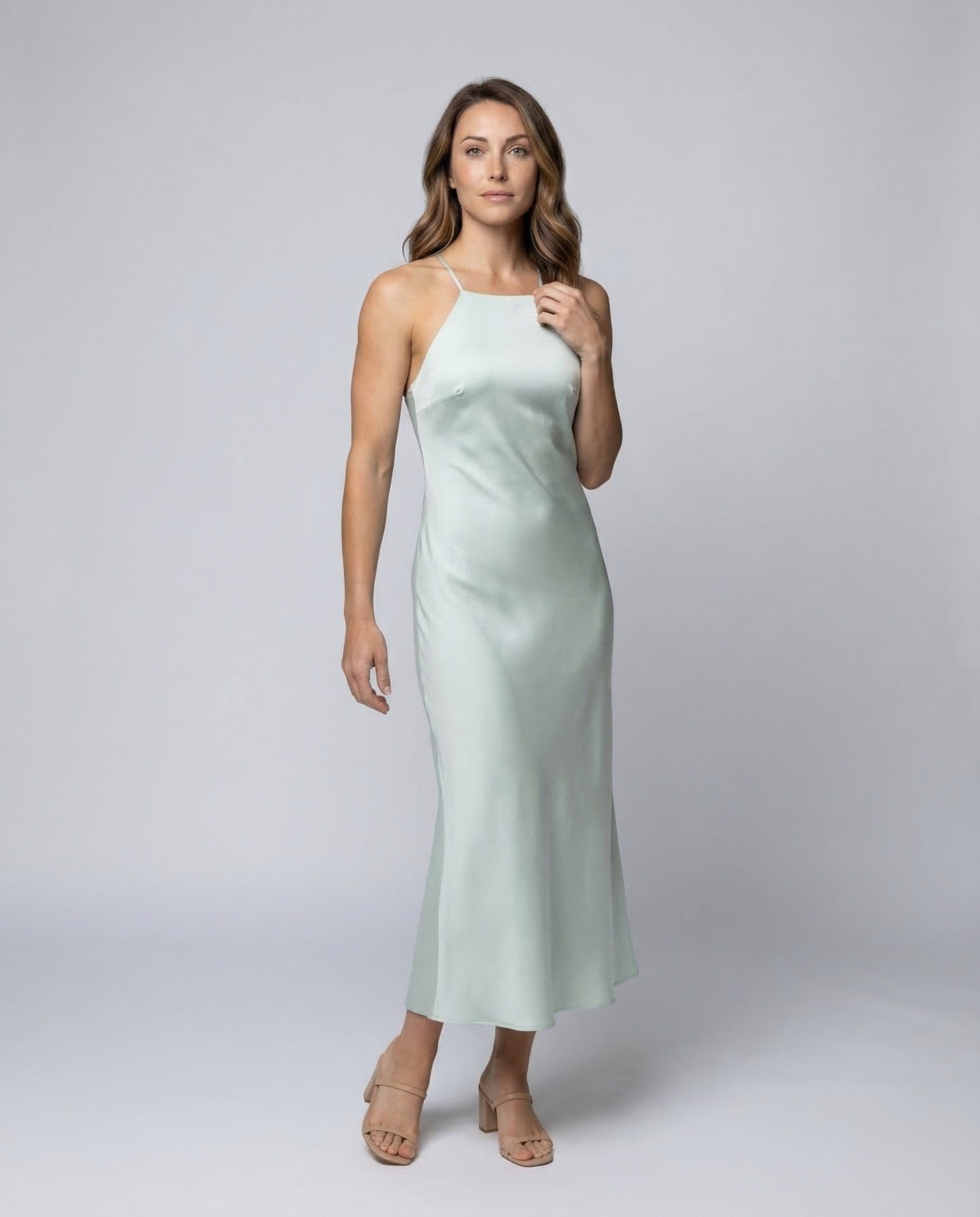 Abito Maxi Donna in Satin Linea A Fluttuante - Brentozzi