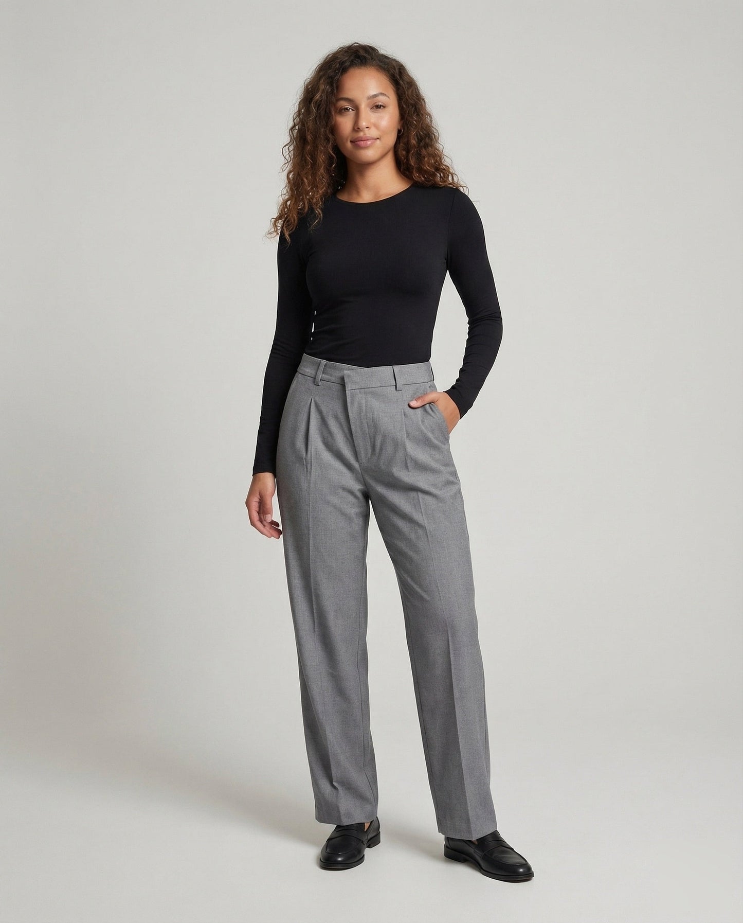 Pantaloni Donna con Pinces e Passanti per Cintura - Brentozzi