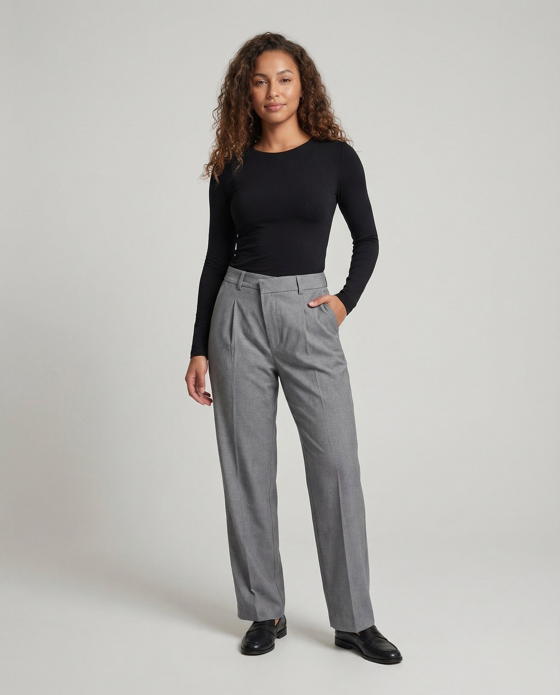 Pantaloni Donna con Pinces e Passanti per Cintura - Brentozzi