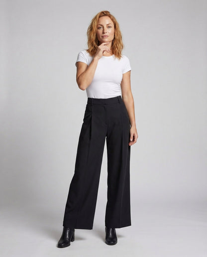 Pantaloni Palazzo Donna Tessuto Drappeggiati Effetto Incrociato - Brentozzi