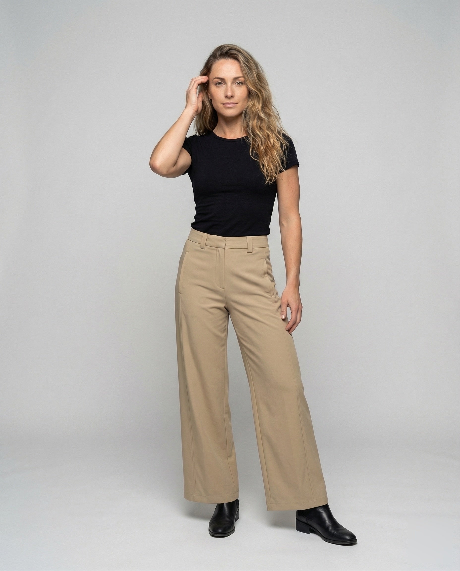 Pantaloni Donna Vita Alta Tessuto Fluido Taglio Largo - Brentozzi