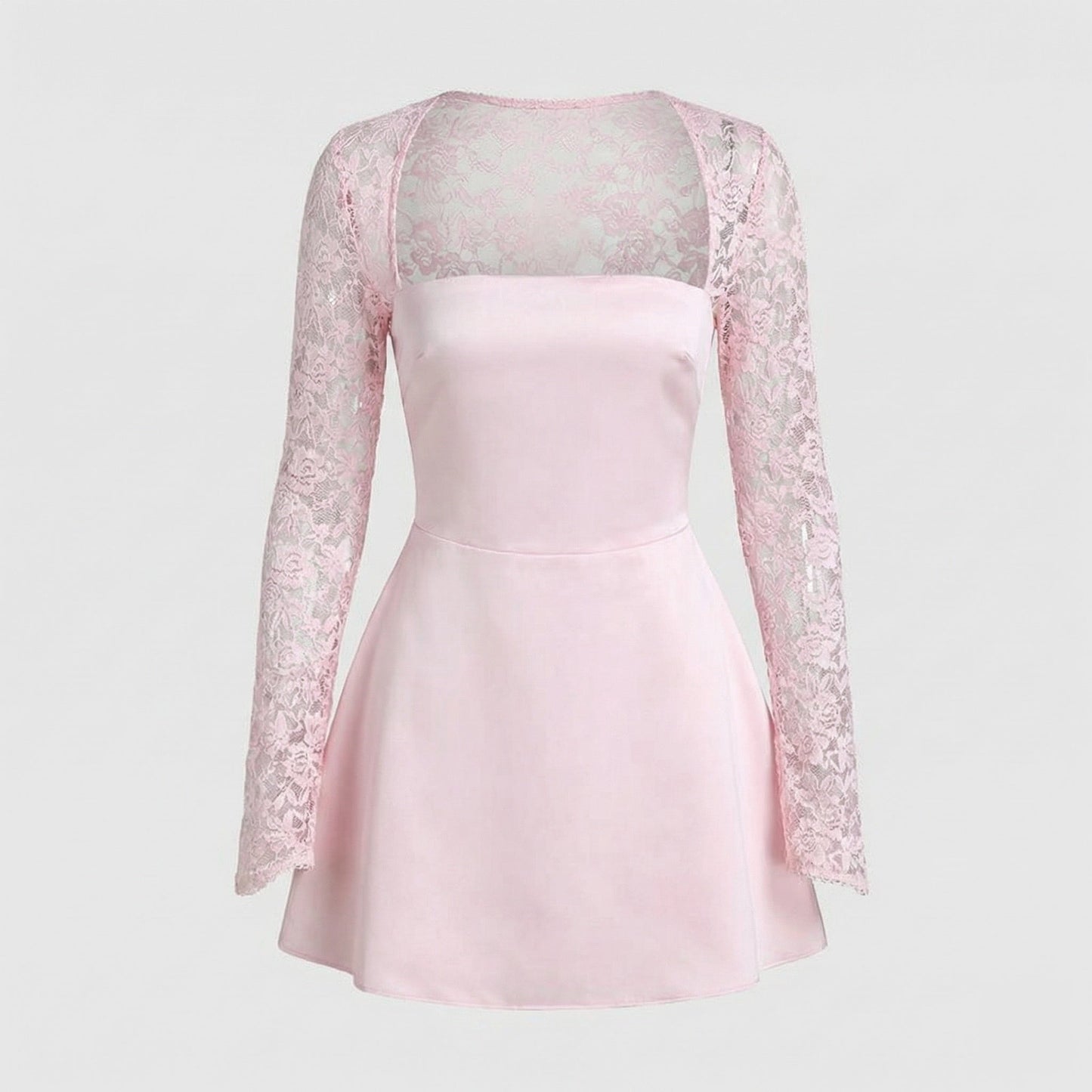 Abito Mini Donna Senza Spalline con Maniche in Pizzo