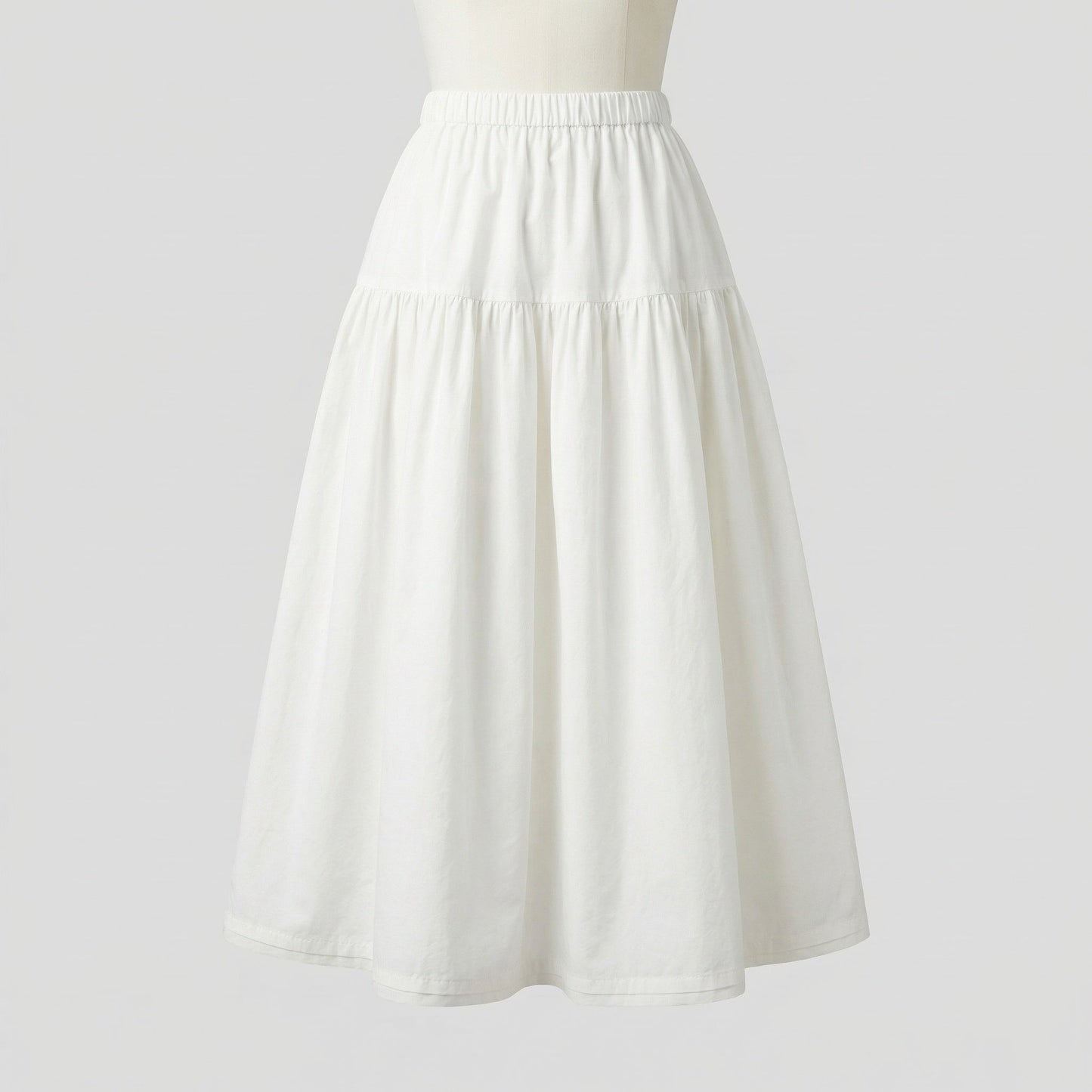 Gonna Midi Donna Morbida a Balze con Vita Elastico