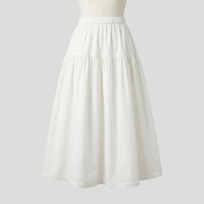 Gonna Midi Donna Morbida a Balze con Vita Elastico