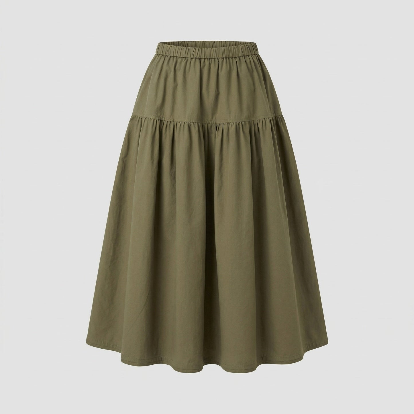 Gonna Midi Donna Morbida a Balze con Vita Elastico