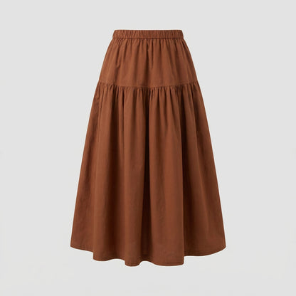Gonna Midi Donna Morbida a Balze con Vita Elastico